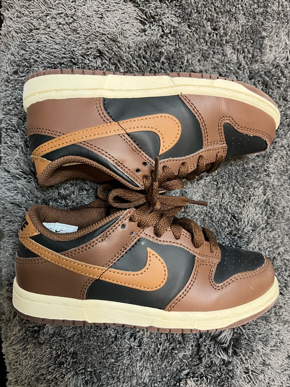 Nike Little Kids Low Dunks Basketball Sneakers Size 13 Black Brown Cacao Wow
